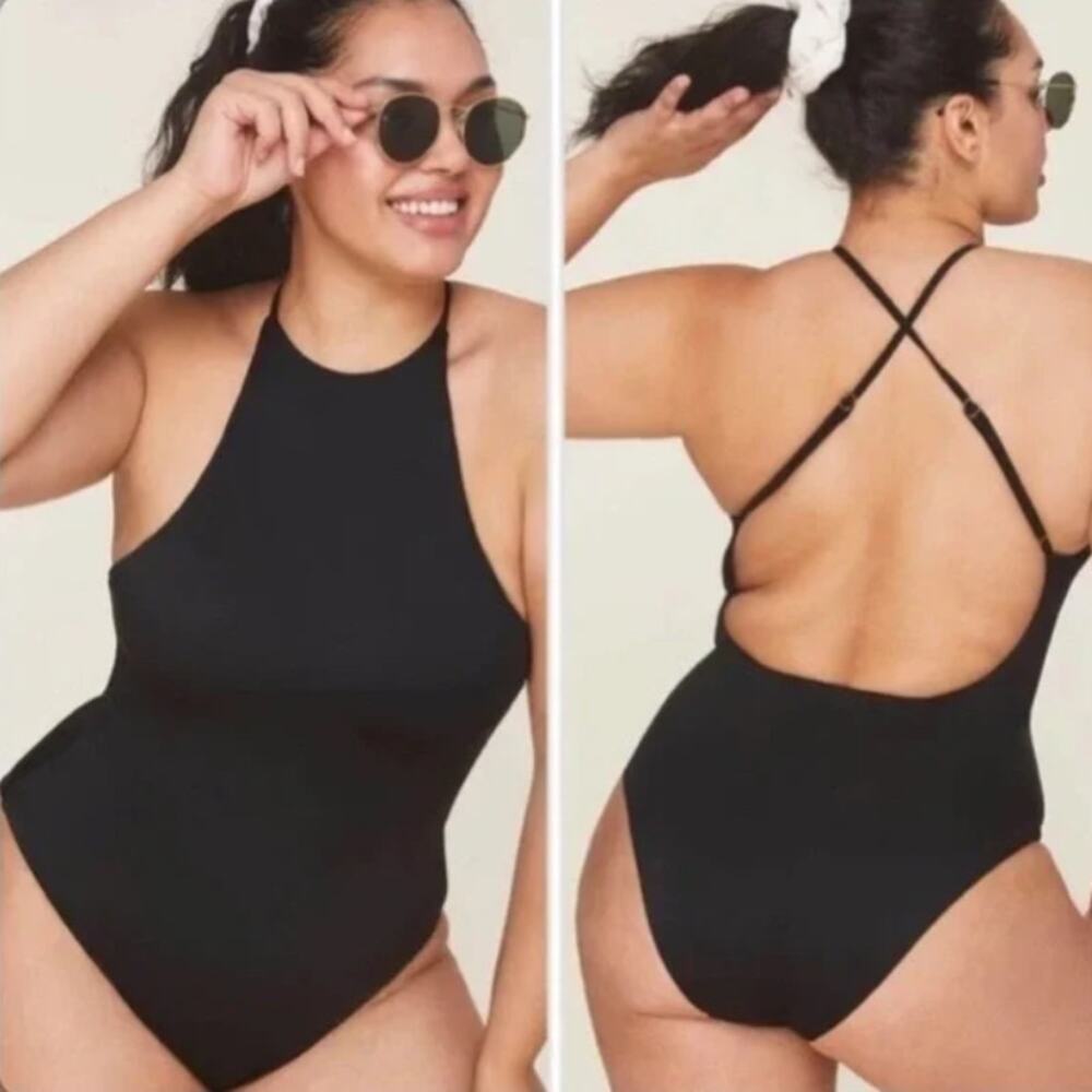 Andie Asbury One Piece Swimsuit Black Women's Large Pool Beach Vacation